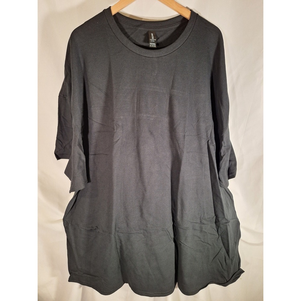 Gildan Ultra Cotton Mens Black Short Sleeve 2 T-Shirts Size 5XL Heavyweight Tee
